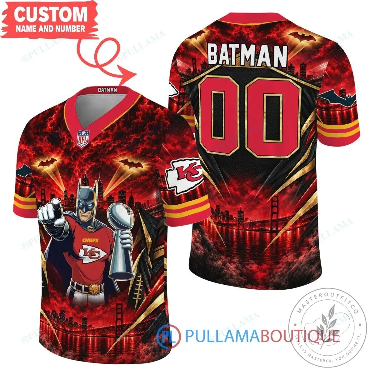 Kansas City Chiefs Batman Super Bowl Trophy Football Jersey 1 Kansas City Chiefs Batman Super Bowl Trophy Football Jersey