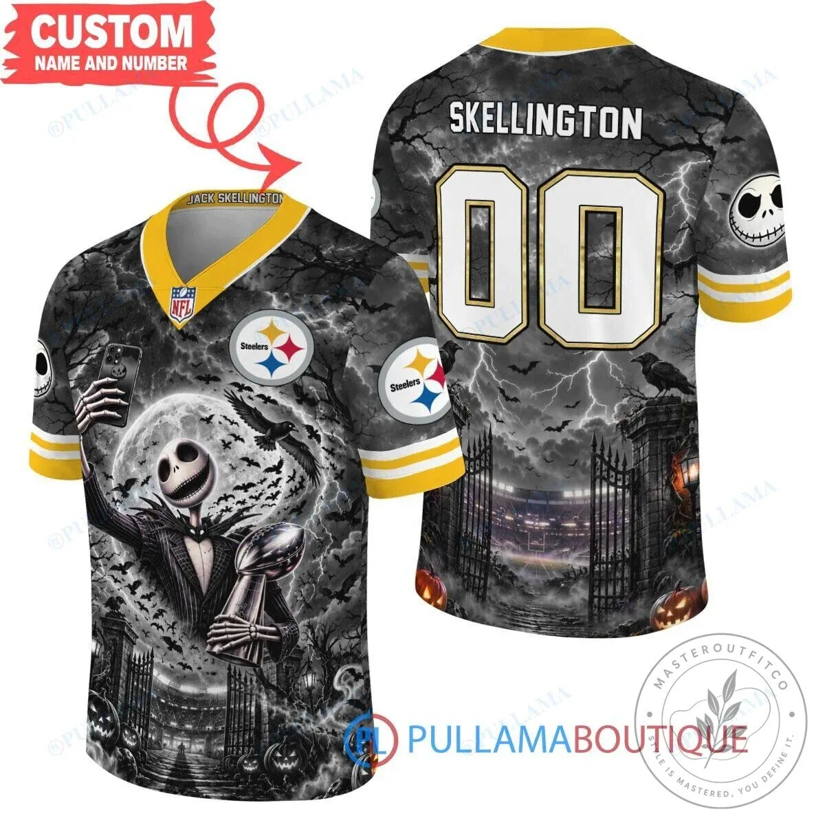 Pittsburgh Steelers Jack Skellington Super Bowl Champions Football Jersey 1 Pittsburgh Steelers Jack Skellington Super Bowl Champions Football Jersey