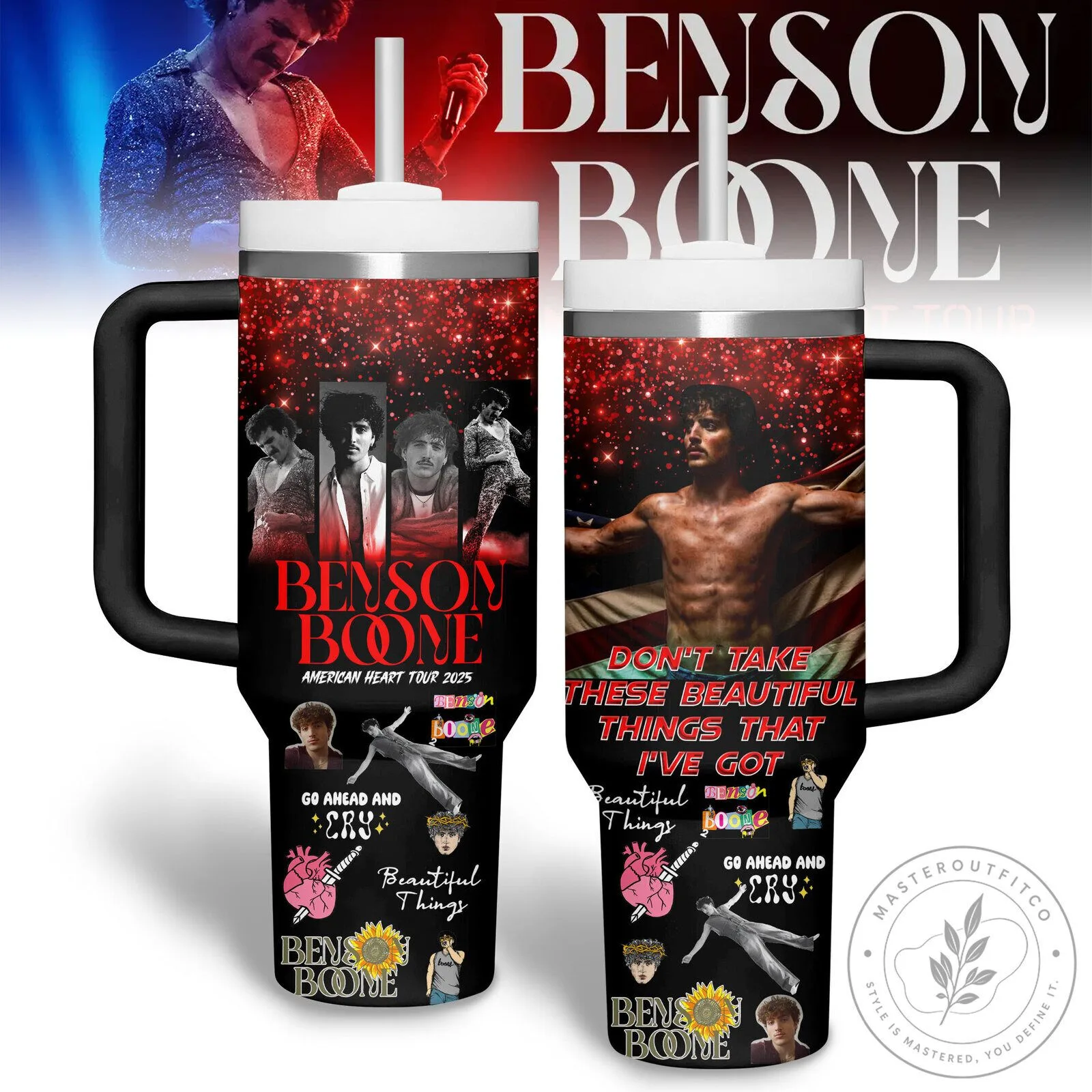 Benson Boone American Heart Tour 2025 Insulated Tumbler with Handle