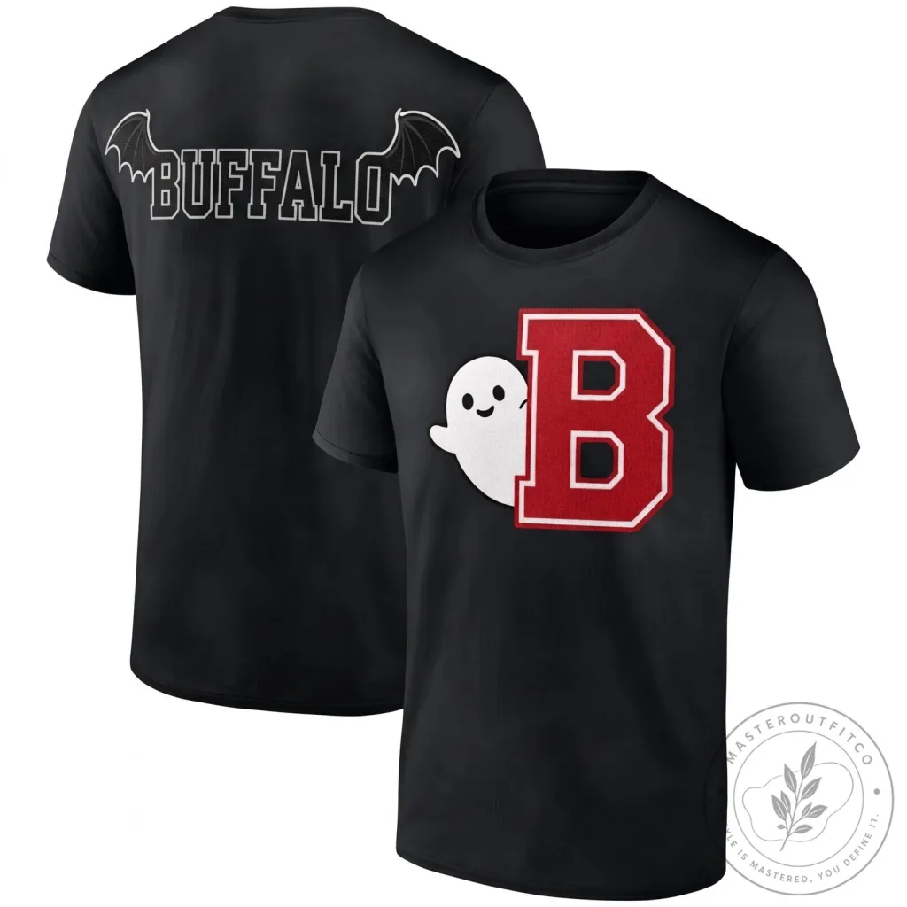 Buffalo Bills Halloween Ghost Logo Black Short Sleeve T-Shirt Buffalo Bills Halloween Ghost Logo Black Short Sleeve T-Shirt