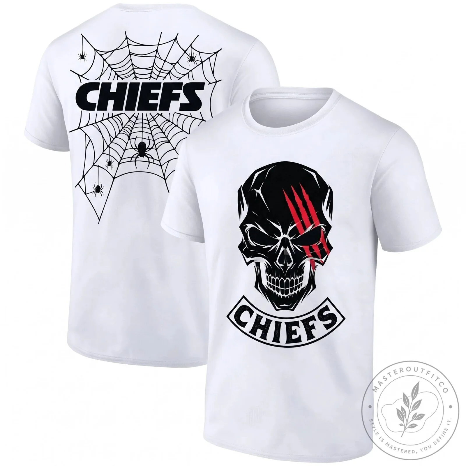 Kansas City Chiefs Halloween Skull Spiderweb Black T-Shirt 13 Kansas City Chiefs Halloween Skull Spiderweb Black T-Shirt