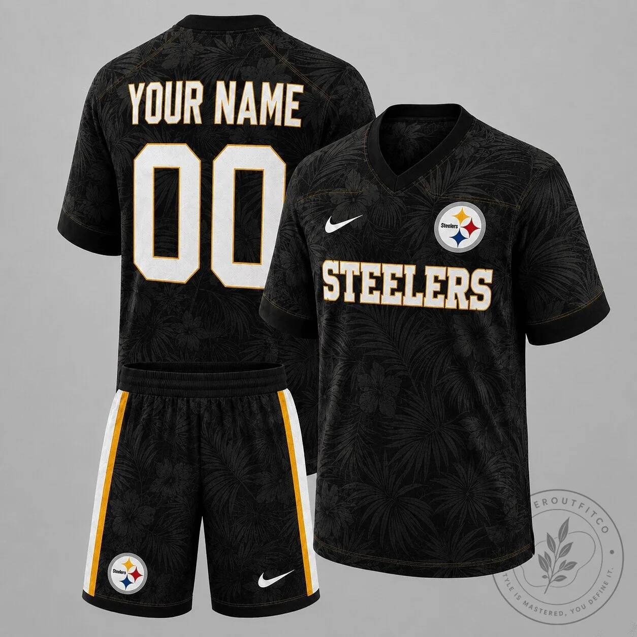 Pittsburgh Steelers Football Jersey and Shorts Set Custom Name Number