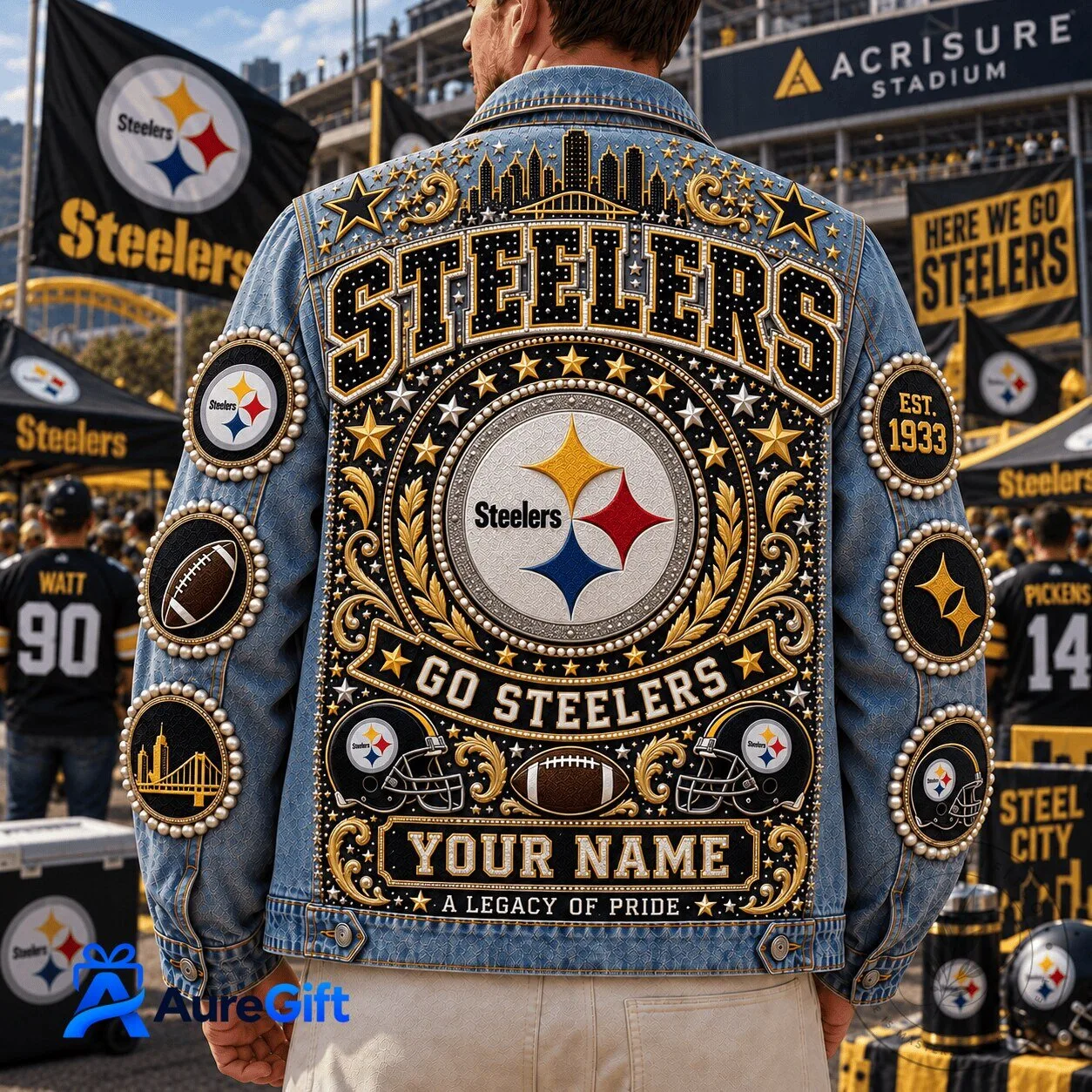 Pittsburgh Steelers Football Personalized Denim Jacket