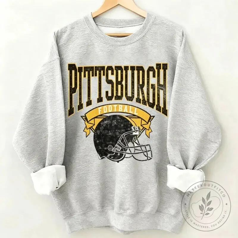Pittsburgh Football Retro Helmet Graphic Crewneck Sweatshirt