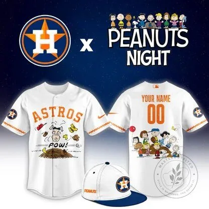 Houston Astros Peanuts Night Snoopy Charlie Brown Baseball Jersey