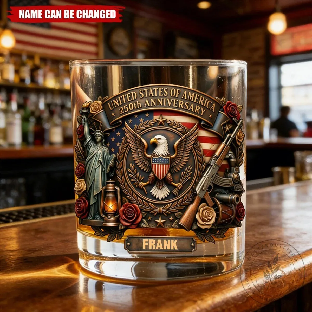 United States of America 250th Anniversary Commemorative Whiskey Drinking Glass