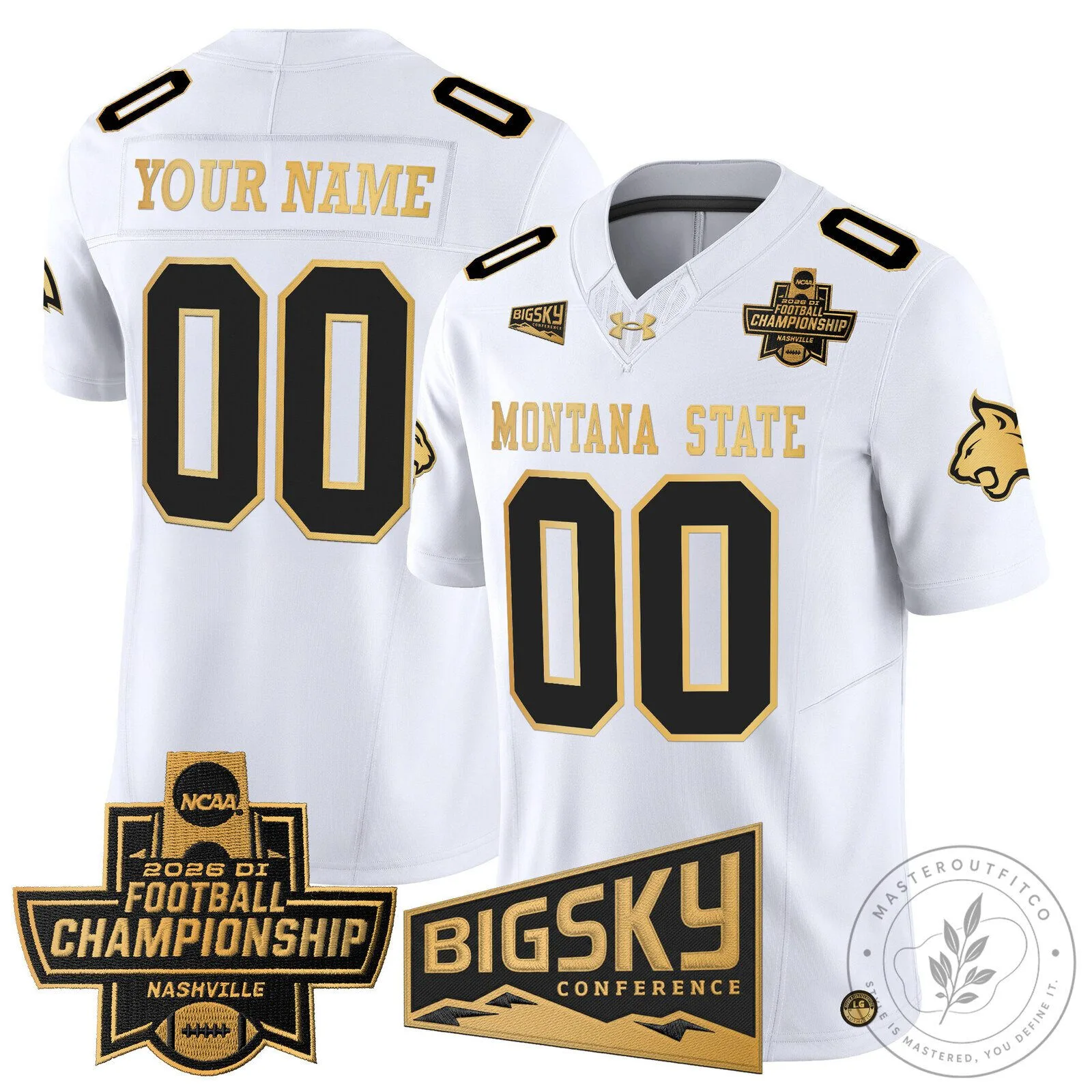 Montana State Bobcats 2026 Football Championship White Gold Vapor Limited Jersey