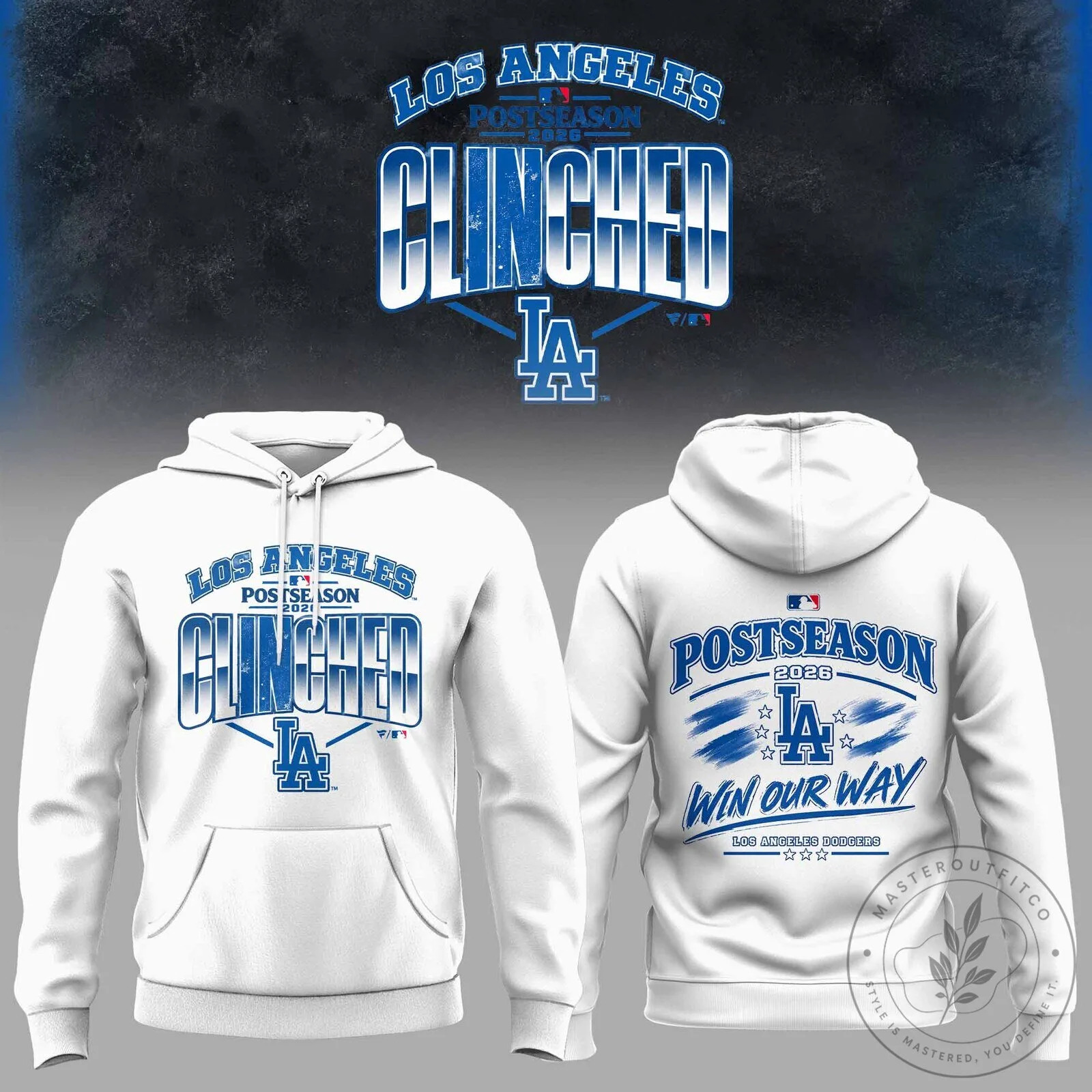 2026 White Hoodie Celebrating Los Angeles Dodgers Postseason Clinch