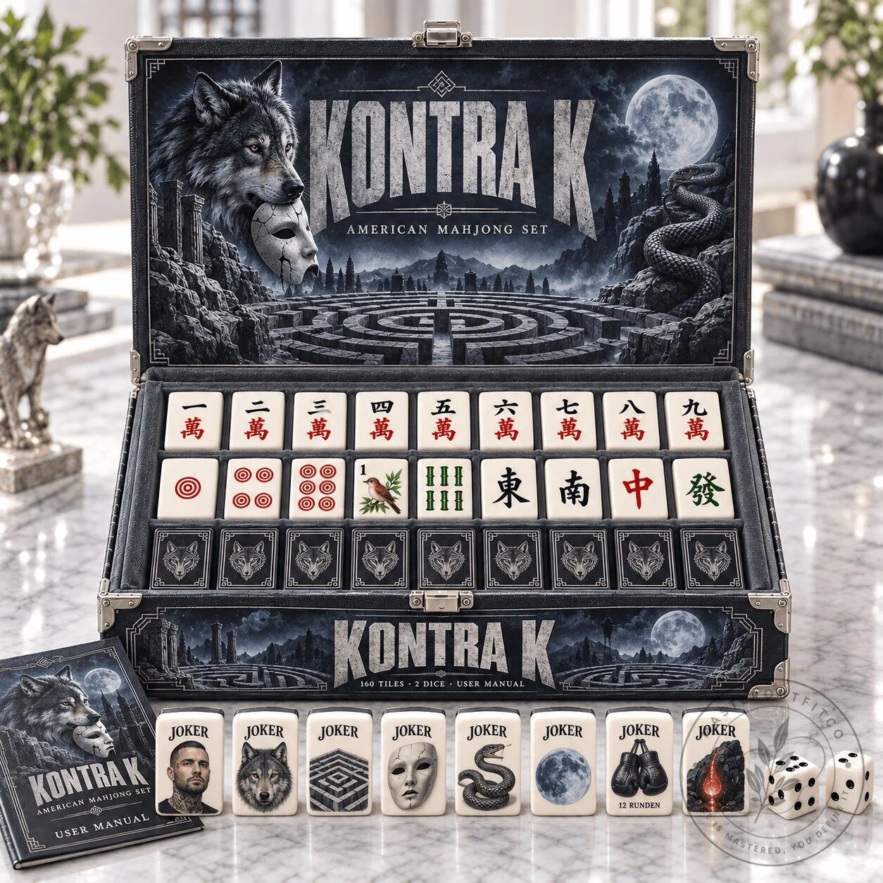 Kontra K American Mahjong Set with 160 Tiles and Two Dice