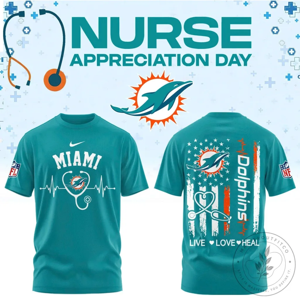 Miami Football Dolphins Nurse Appreciation Day T-Shirt 19 Miami Football Dolphins Nurse Appreciation Day T-Shirt