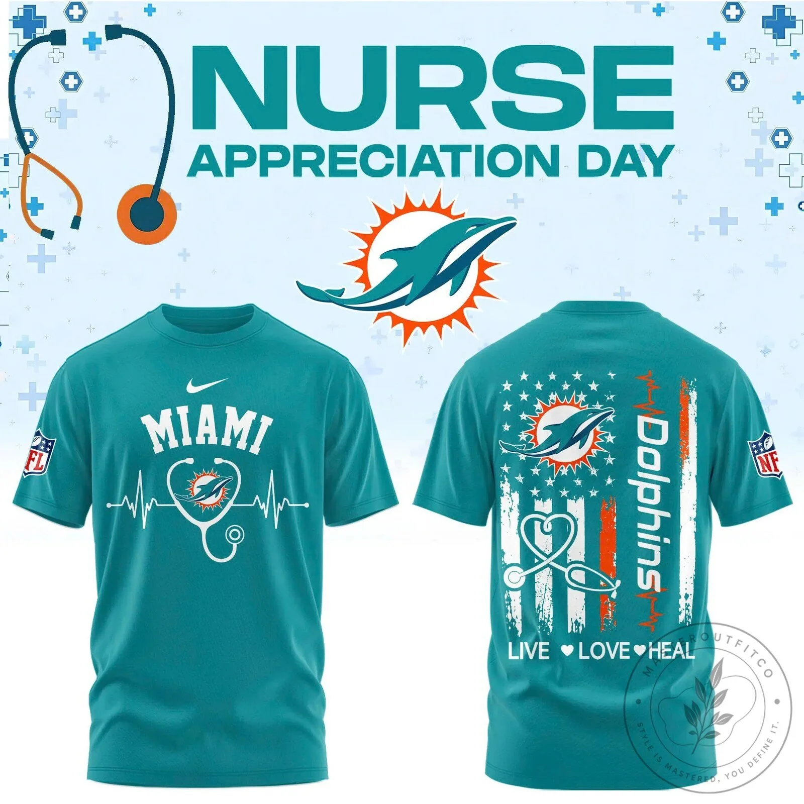 Miami Football Dolphins Nurse Appreciation Day T-Shirt