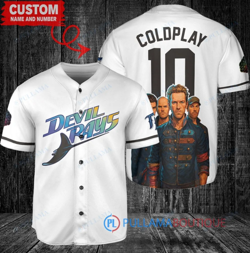 Tampa Bay Rays Coldplay Baseball Jersey Custom Name and Number 10 Tampa Bay Rays Coldplay Baseball Jersey Custom Name and Number