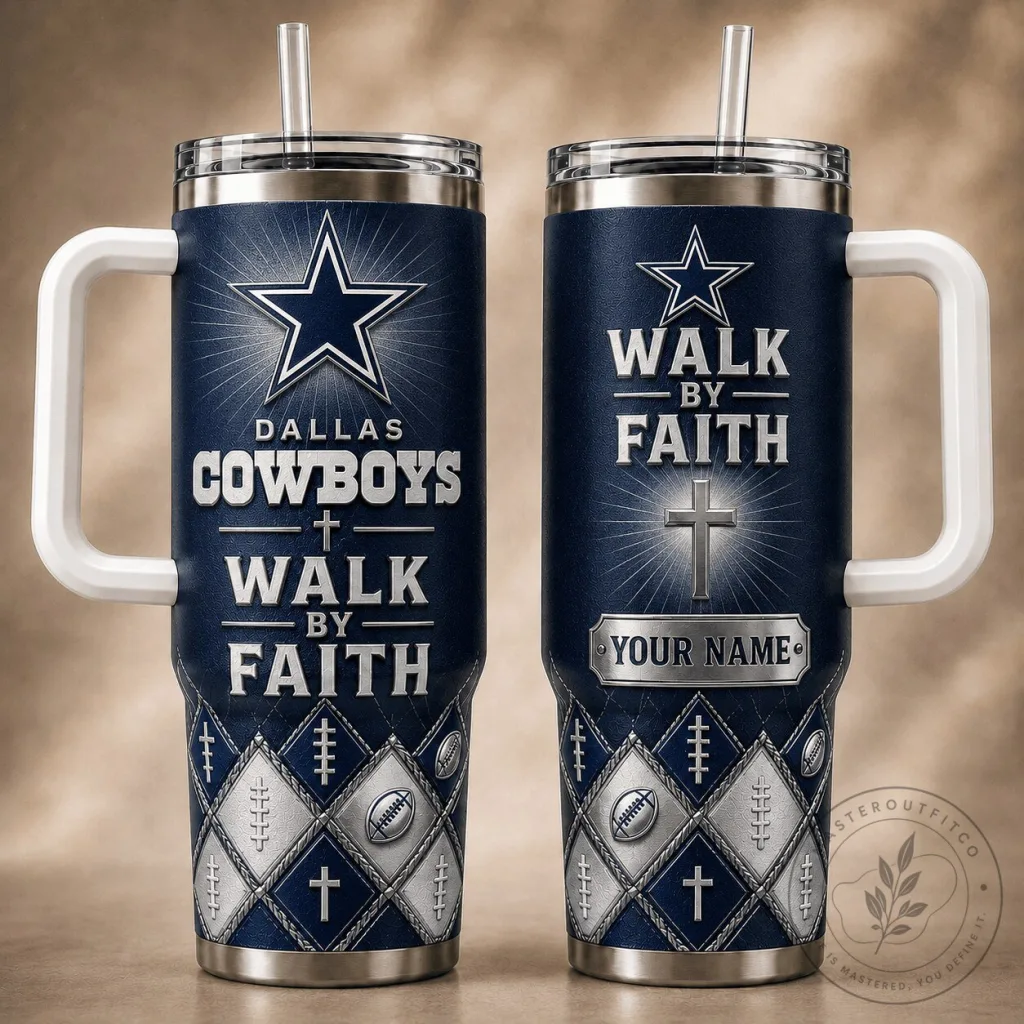 Dallas Cowboys Walk By Faith Christian Football Fan Tumbler Dallas Cowboys Walk By Faith Christian Football Fan Tumbler