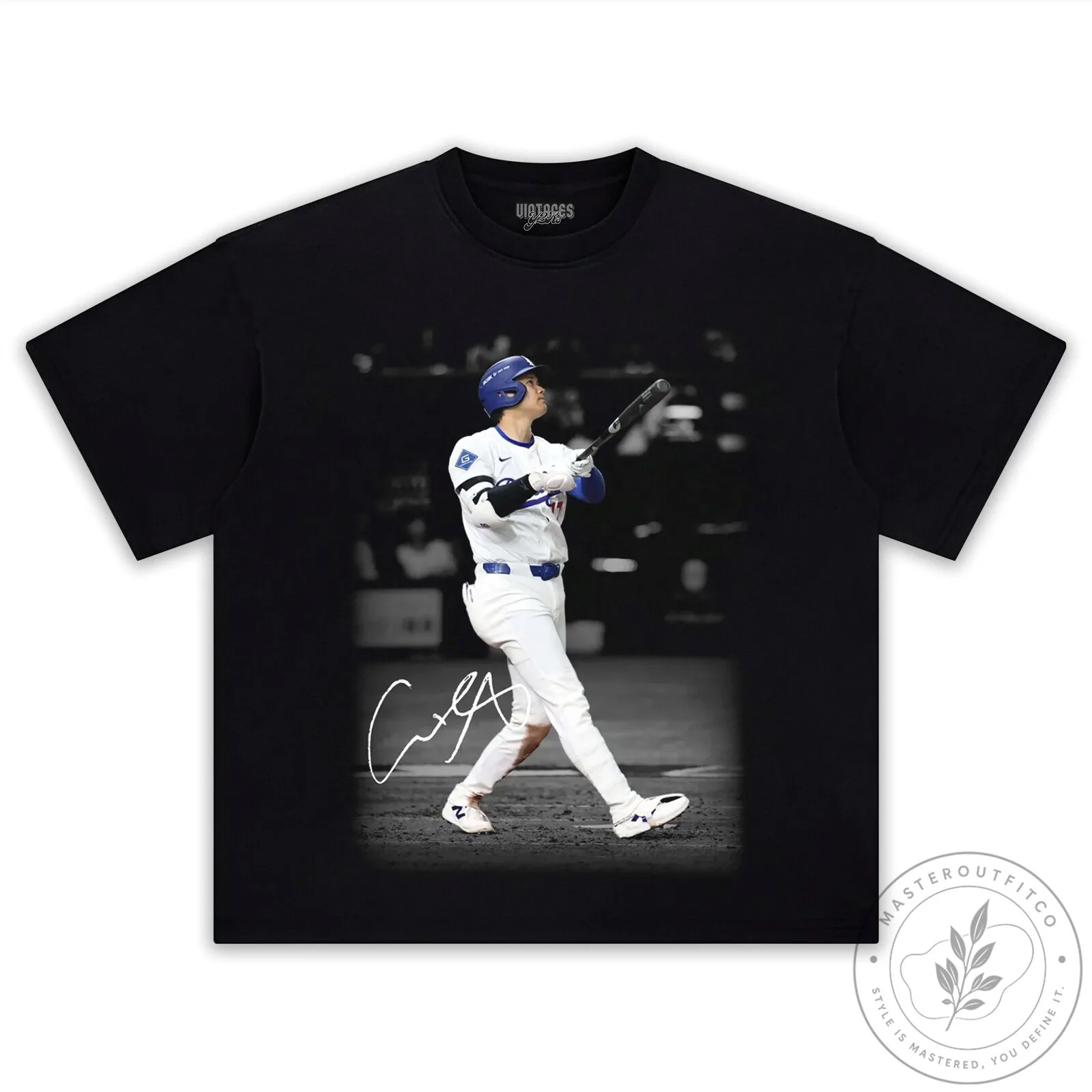 Shohei Ohtani Baseball Player Signature Graphic Black T-Shirt