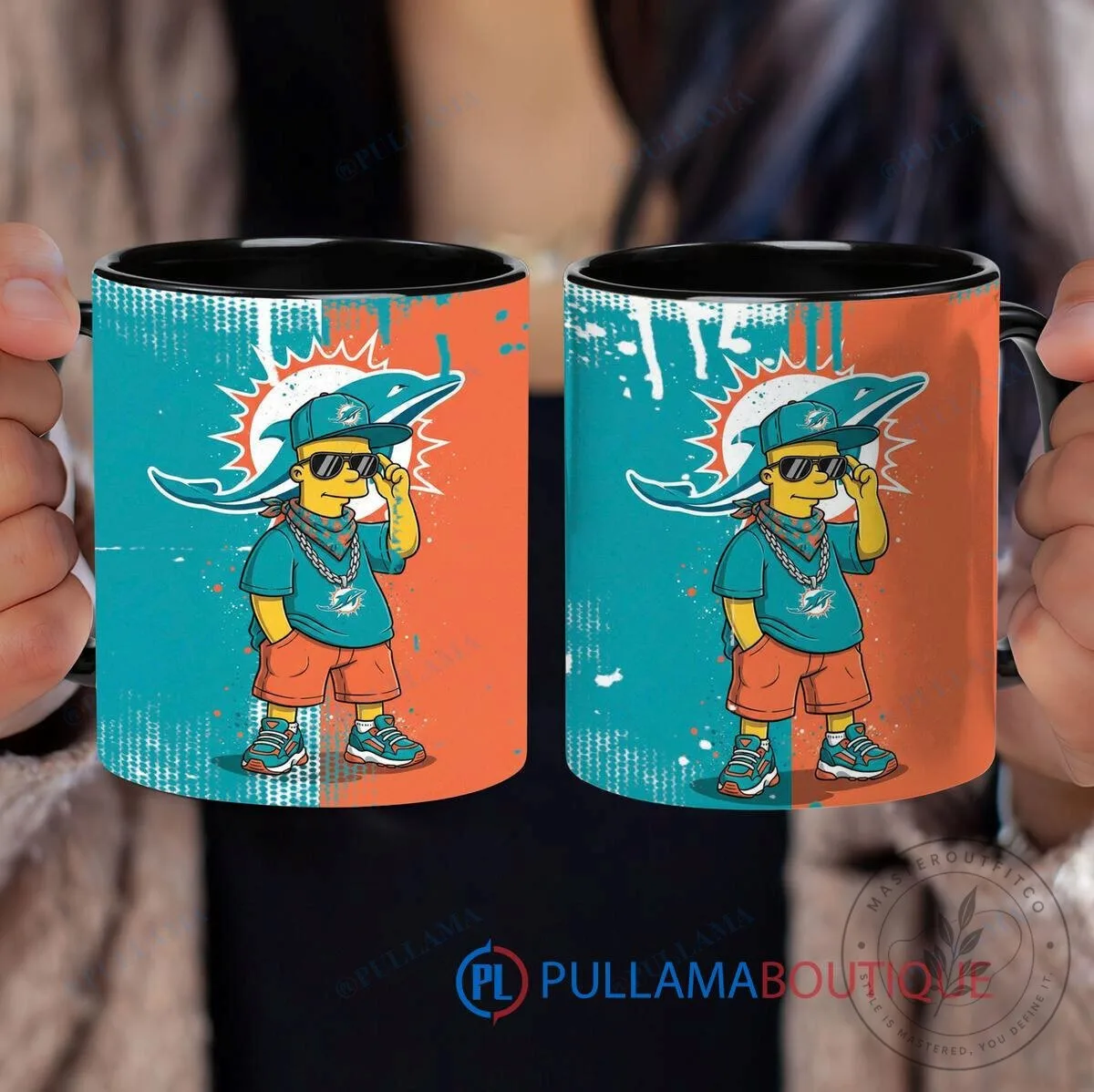 Miami Dolphins Bart Simpson The Simpsons Cartoon Character Coffee Mug