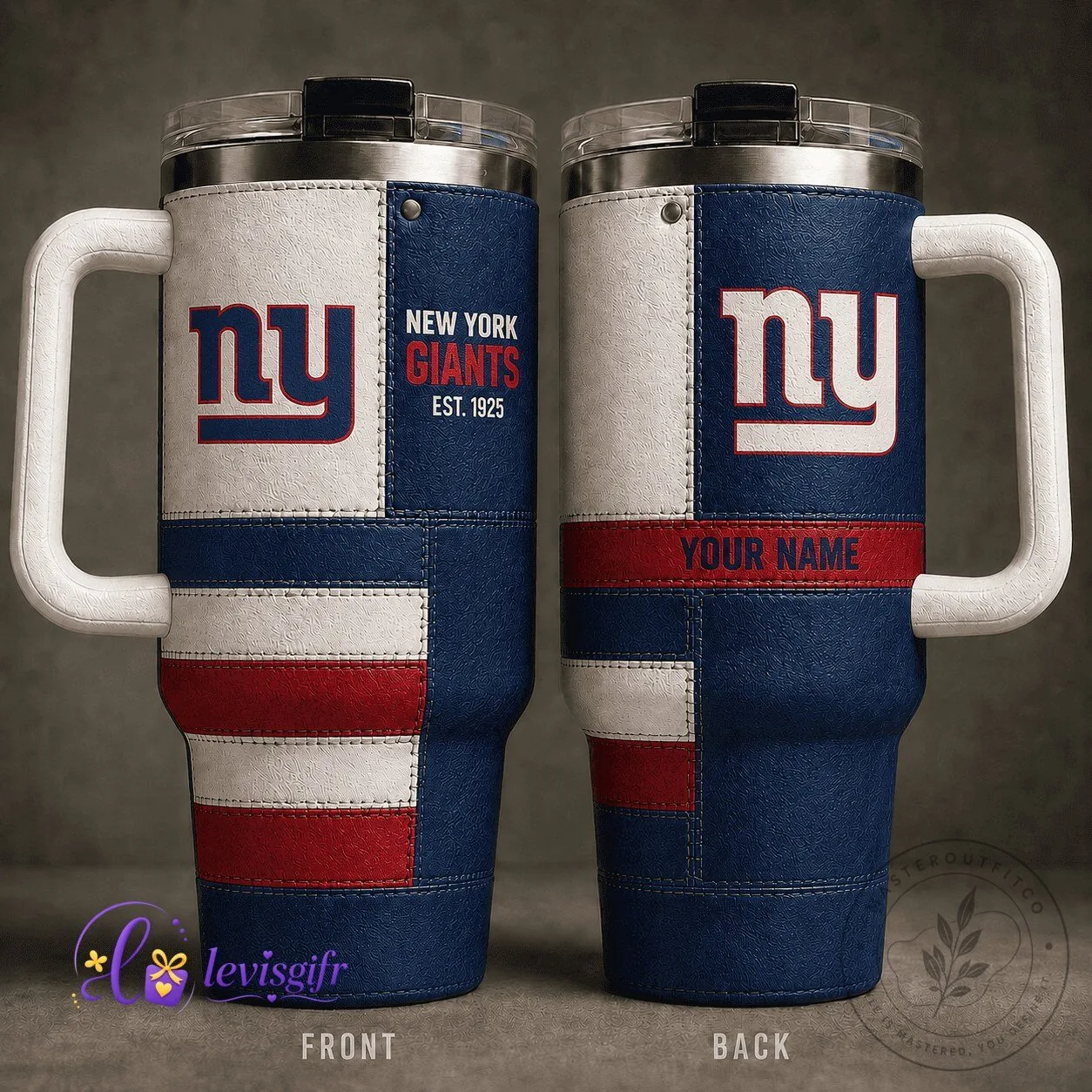 New York Giants NFL Football Team Personalized Insulated Tumbler with Handle