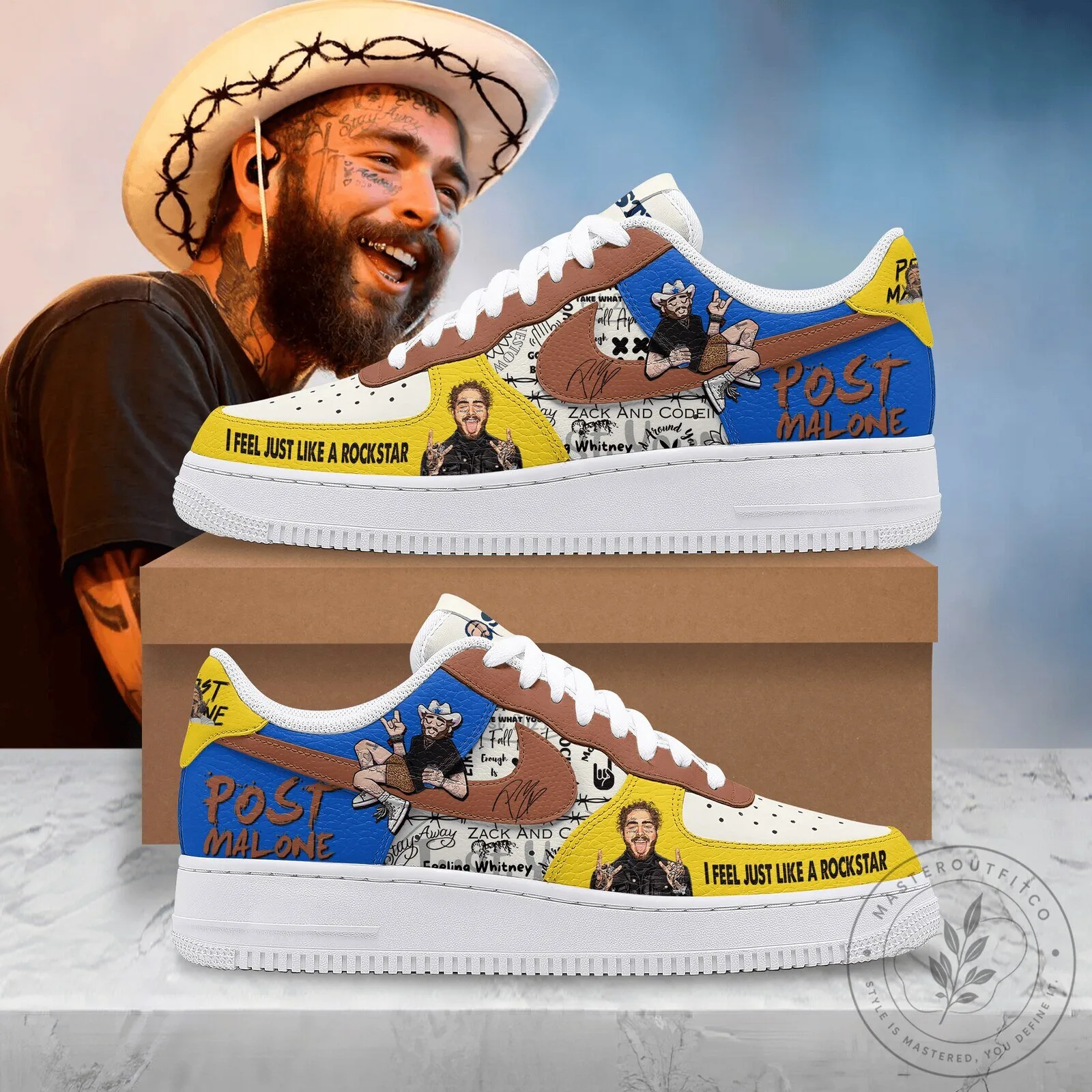 Post Malone I Feel Just Like A Rockstar Custom Printed Sneakers