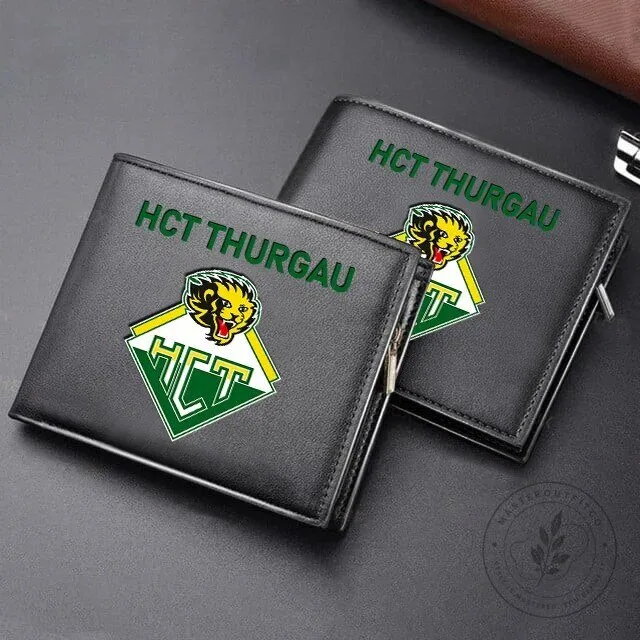 Hockey Club Thurgau Swiss Ice Hockey League Team Logo Black Leather Wallet