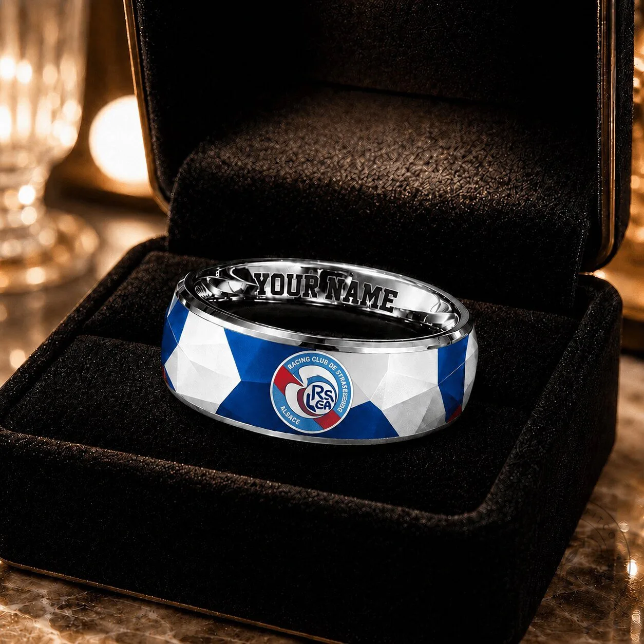 Racing Club de Strasbourg Alsace Ligue 1 Football Team Custom Name Ring 1 Racing Club de Strasbourg Alsace Ligue 1 Football Team Custom Name Ring