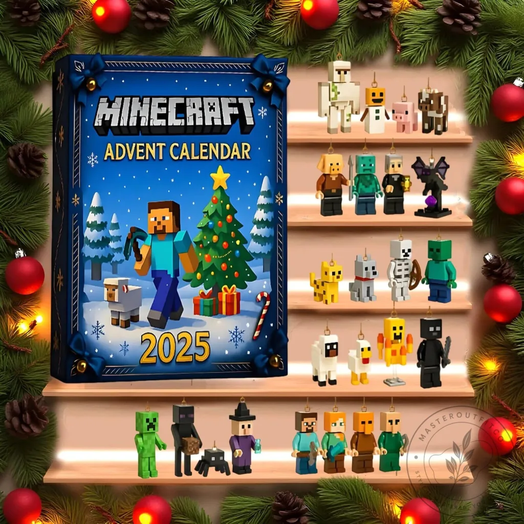 Minecraft Advent Calendar 2025 with 24 Game Character Ornaments Minecraft Advent Calendar 2025 with 24 Game Character Ornaments