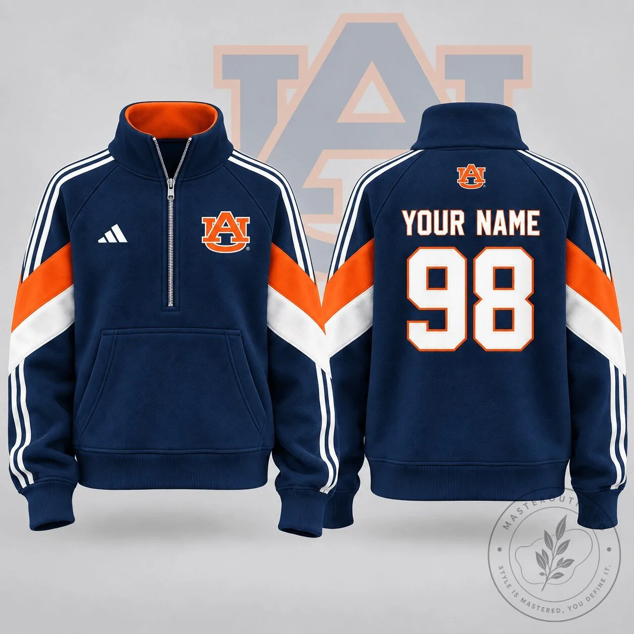 Auburn Tigers Personalized Victory Line Quarter Zip Sweatshirt