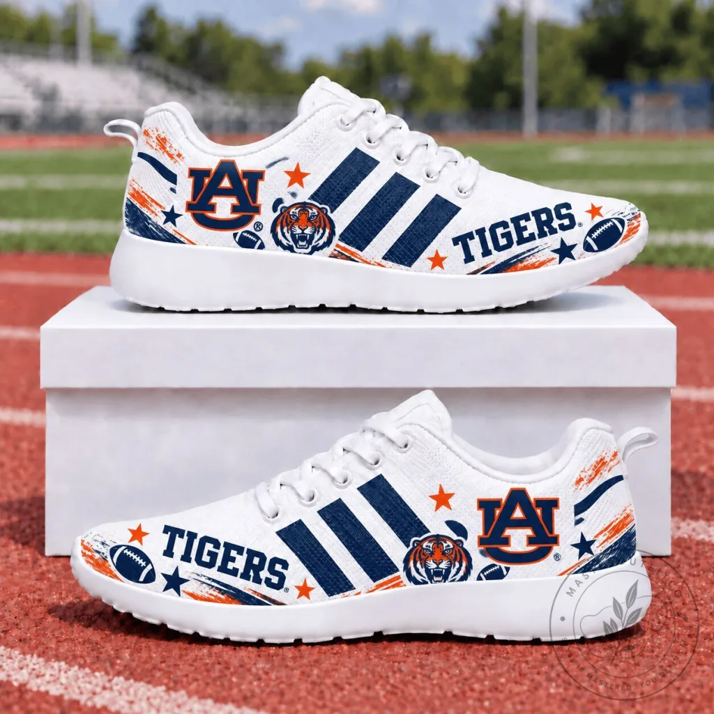 Auburn Tigers NCAA College Football Team Logo White Casual Shoes Auburn Tigers NCAA College Football Team Logo White Casual Shoes