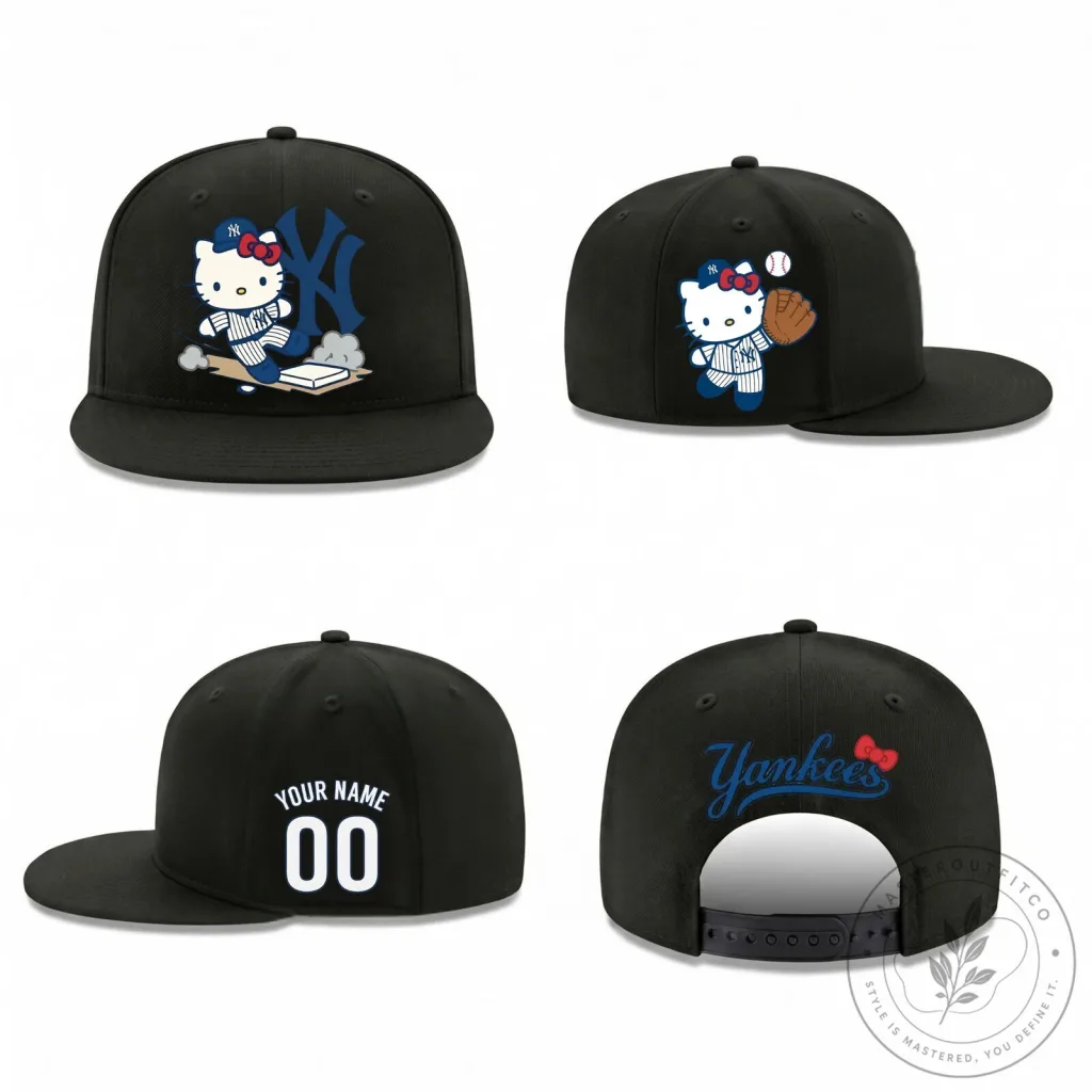 Hello Kitty New York Yankees Baseball Personalized Snapback Cap Hat Hello Kitty New York Yankees Baseball Personalized Snapback Cap Hat