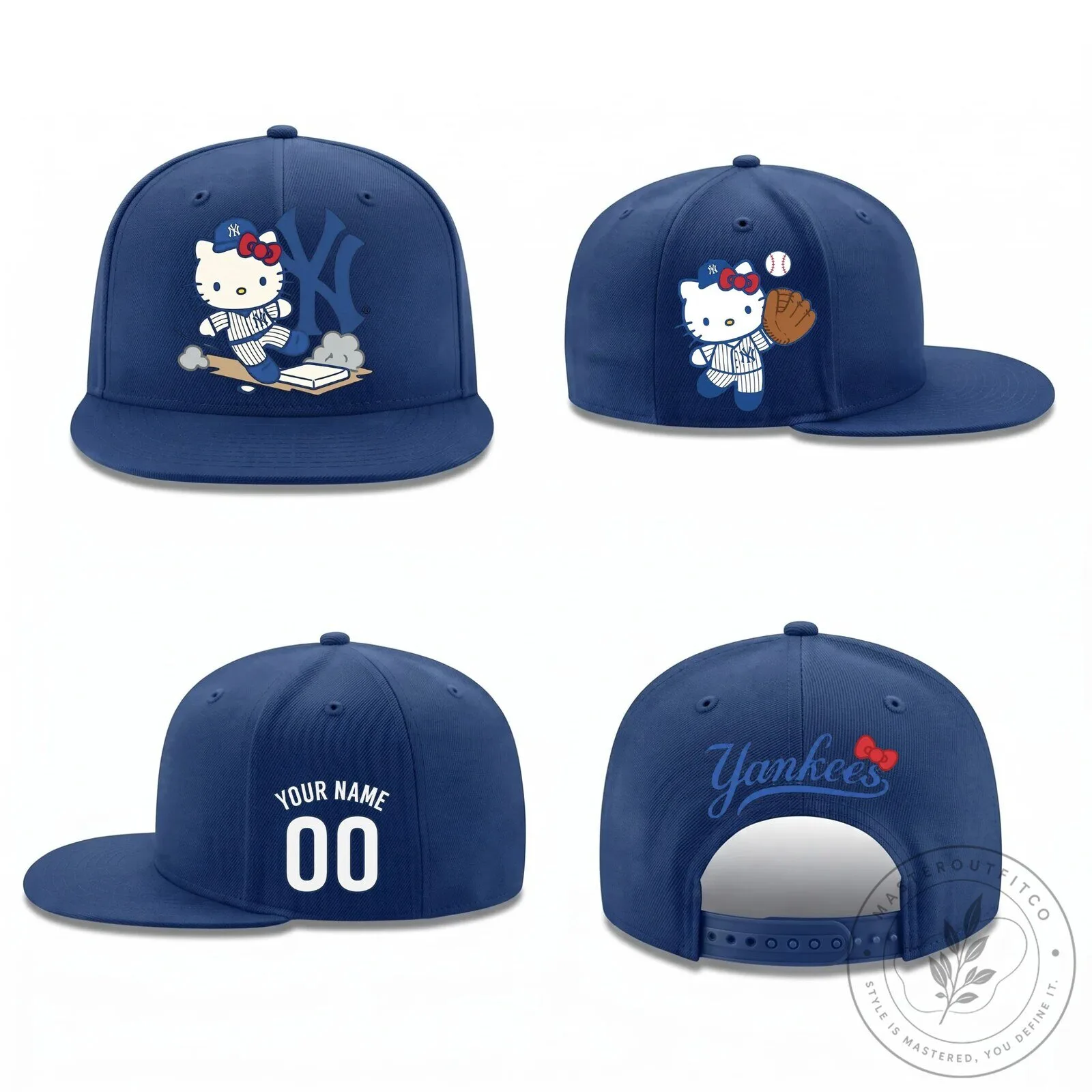 Hello Kitty New York Yankees Baseball Personalized Snapback Cap Hat 12 Hello Kitty New York Yankees Baseball Personalized Snapback Cap Hat