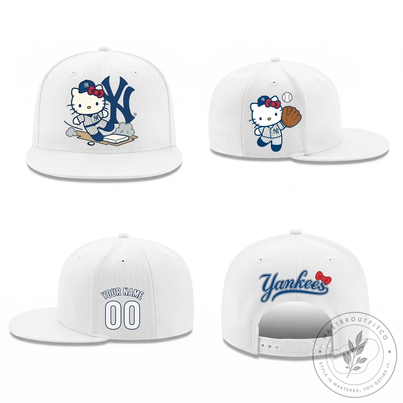 Hello Kitty New York Yankees Baseball Personalized Snapback Cap Hat 15 Hello Kitty New York Yankees Baseball Personalized Snapback Cap Hat