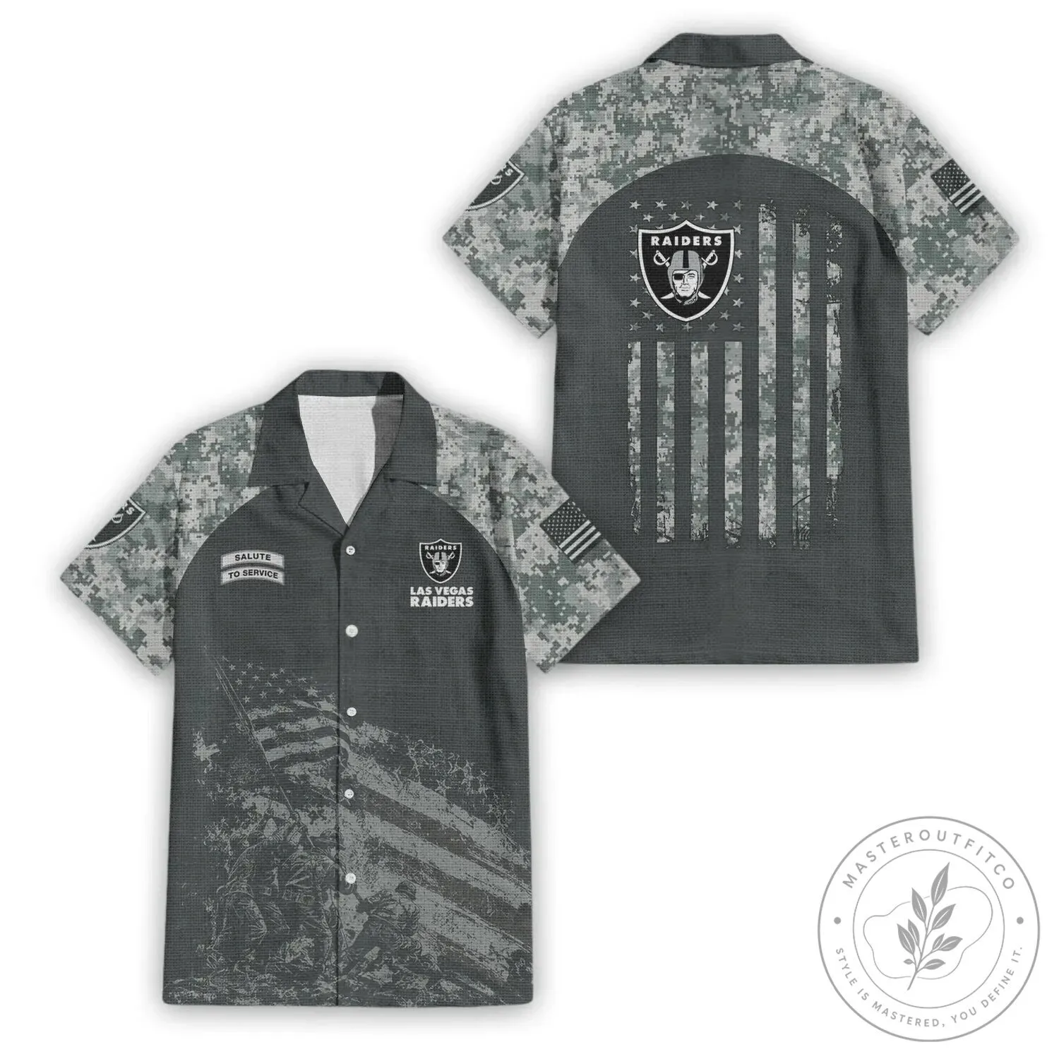 Las Vegas Raiders Salute To Service American Flag Hawaiian Shirt