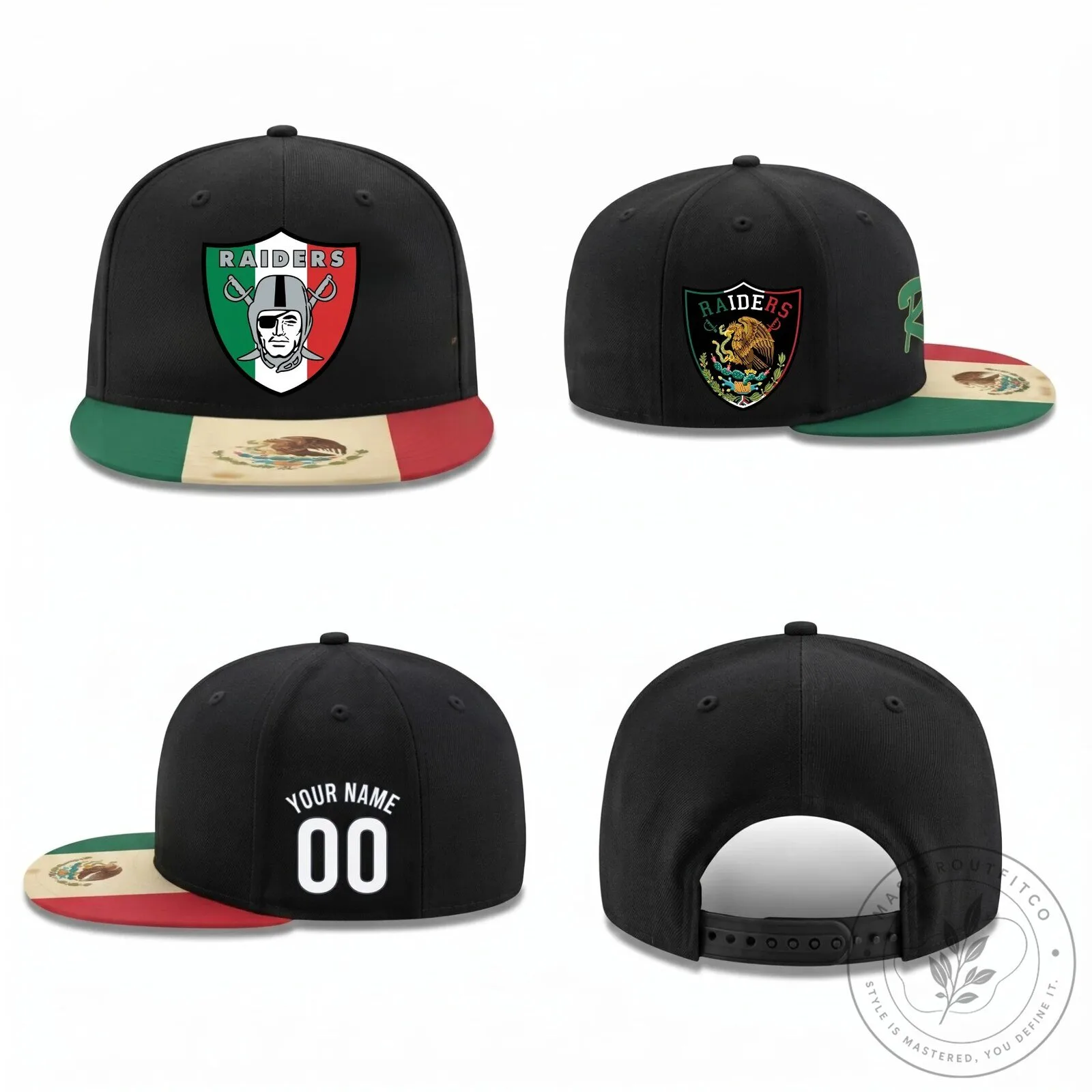 Las Vegas Raiders Mexico Flag Personalized Snapback Cap Hat 6 Las Vegas Raiders Mexico Flag Personalized Snapback Cap Hat
