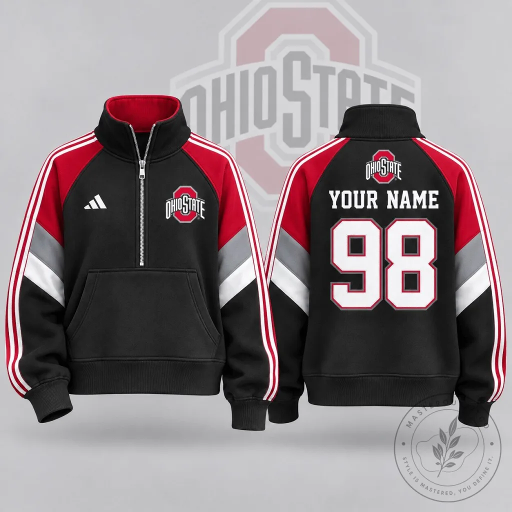 Ohio State Buckeyes Personalized Quarter Zip Pullover Sweatshirt 56 Ohio State Buckeyes Personalized Quarter Zip Pullover Sweatshirt
