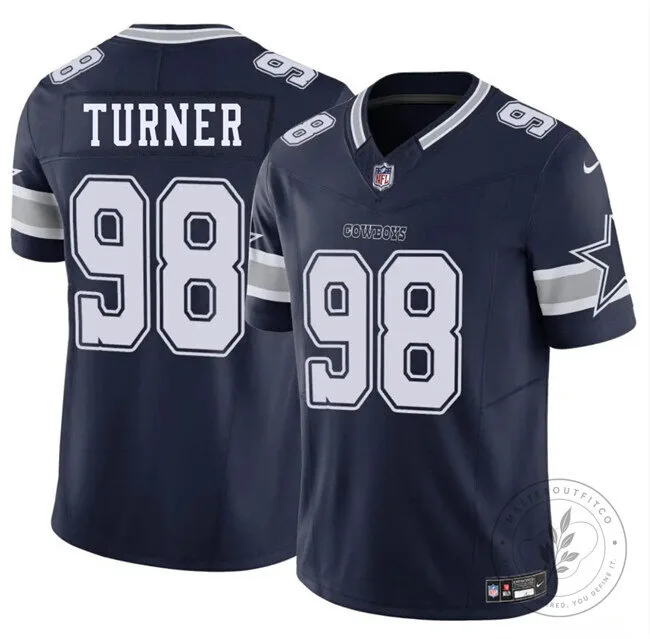 Dallas Cowboys Football Payton Turner Number 98 Navy Blue Jersey