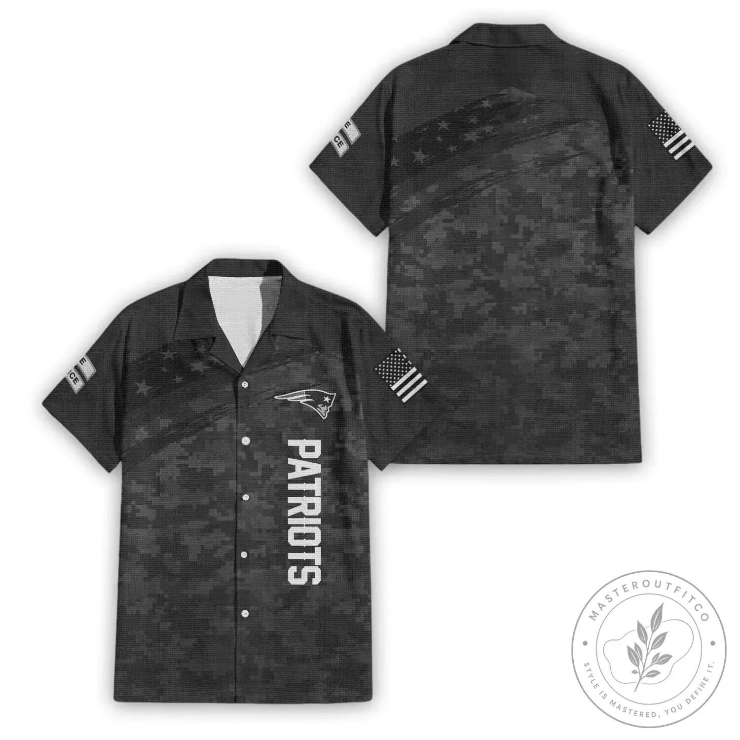 Hawaiian Shirt in Camouflage for New England Patriots Salute To Service