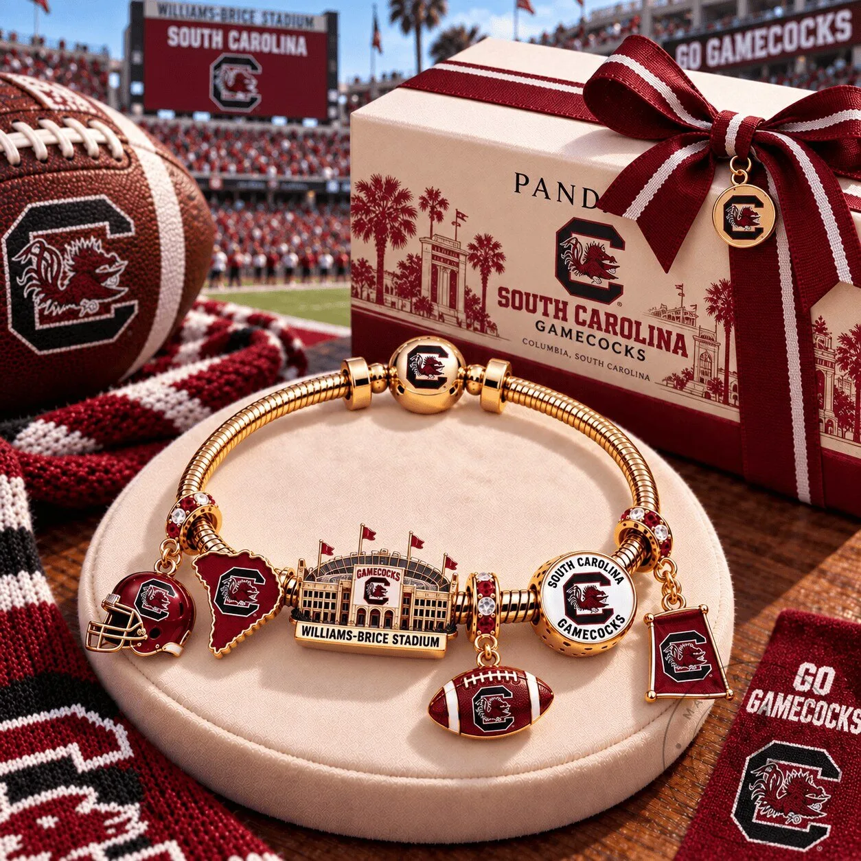 South Carolina Gamecocks Williams-Brice Stadium Charm Bracelet