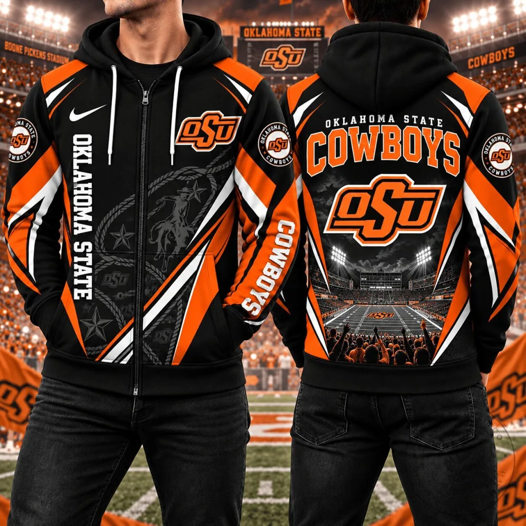 Oklahoma State Cowboys Football Team Full Zip Hoodie Oklahoma State Cowboys Football Team Full Zip Hoodie