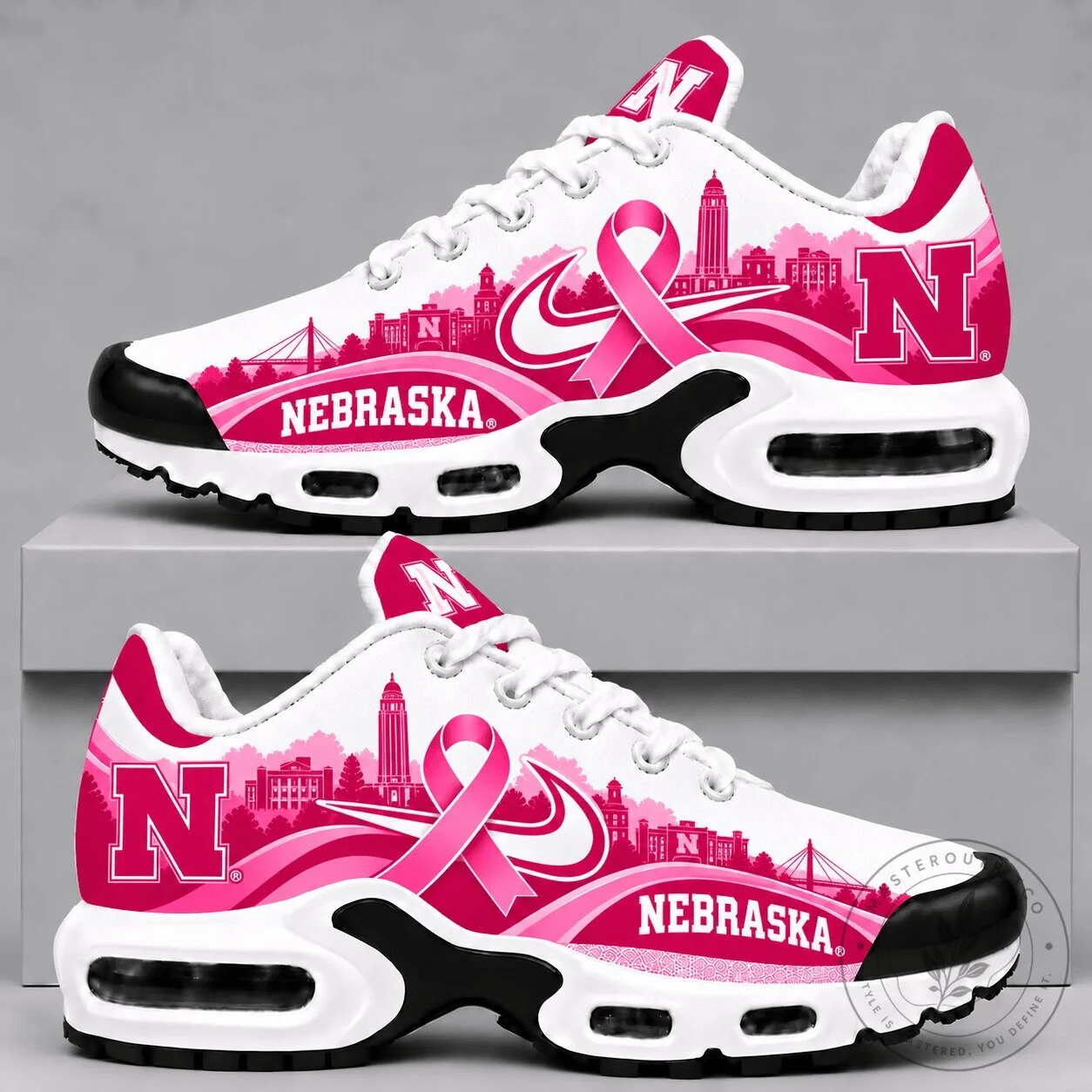 Nebraska Cornhuskers Pink Ribbon Breast Cancer Awareness Sneakers 5 Nebraska Cornhuskers Pink Ribbon Breast Cancer Awareness Sneakers