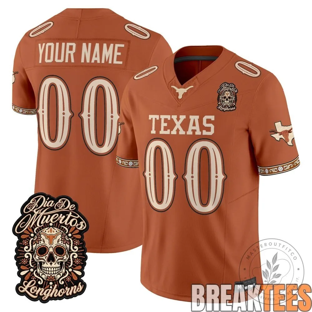 Custom Football Jersey for Dia de los Muertos - Texas Longhorns