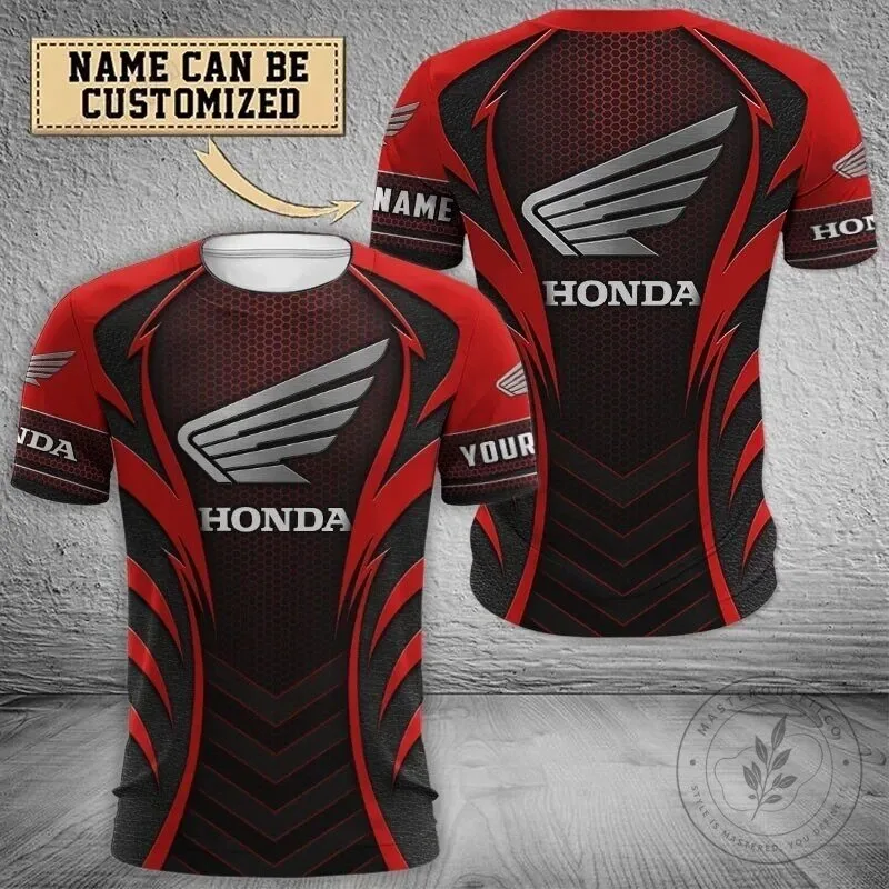 Honda Racing Team Personalized Red and Black Graphic T-Shirt