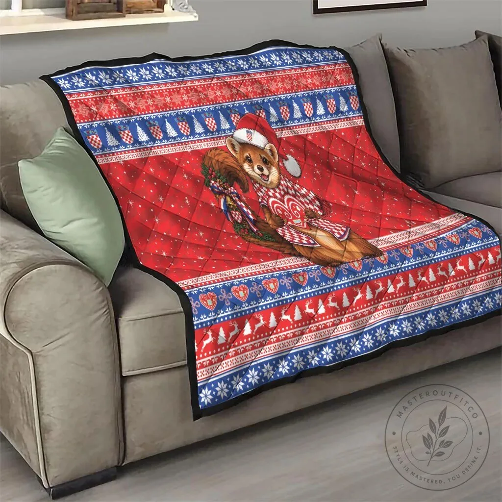 Croatian Christmas Squirrel Quilted Blanket with Licitar Heart Design 18 Croatian Christmas Squirrel Quilted Blanket with Licitar Heart Design