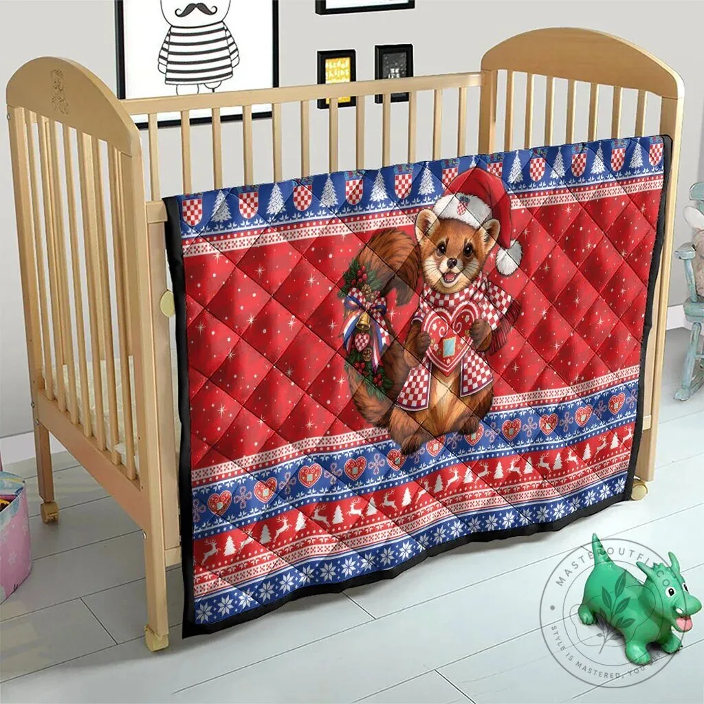 Croatian Christmas Squirrel Quilted Blanket with Licitar Heart Design 19 Croatian Christmas Squirrel Quilted Blanket with Licitar Heart Design
