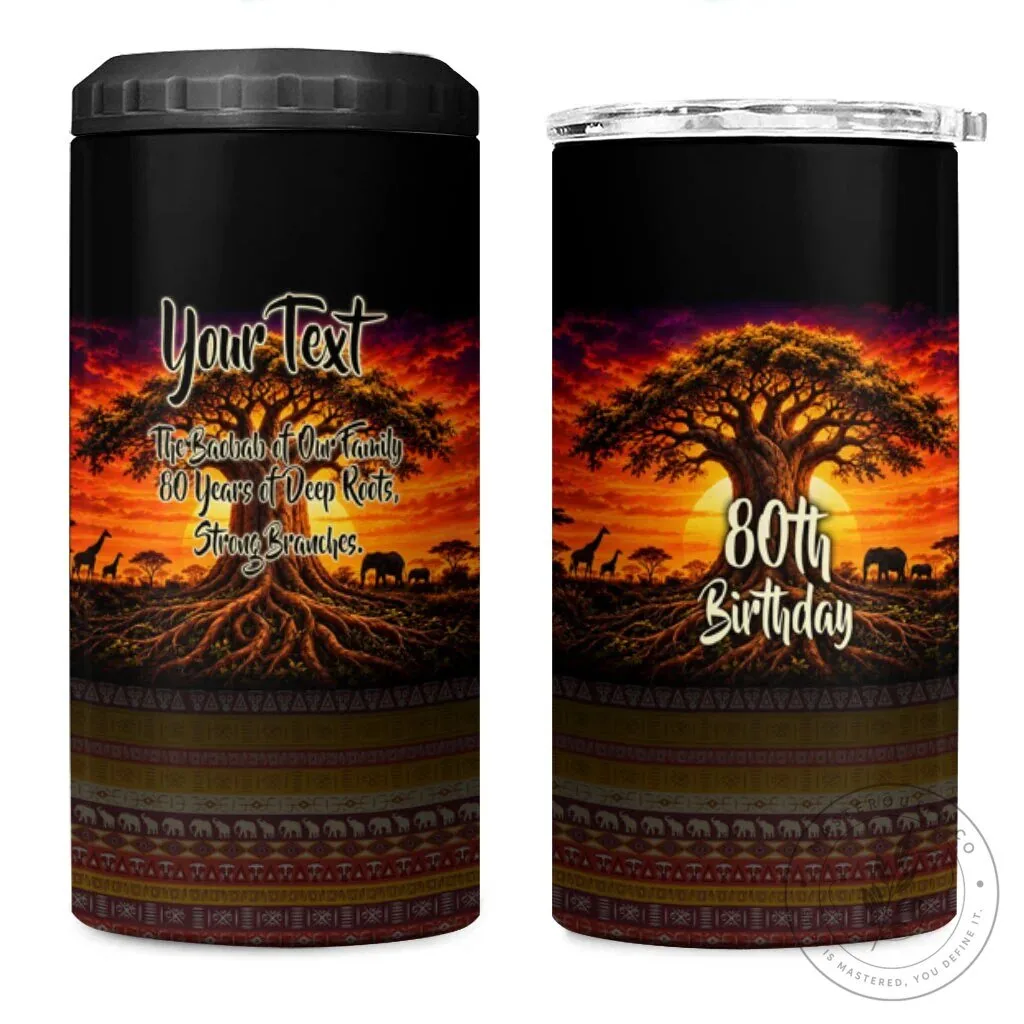 Personalized 80th Birthday Baobab Tree African Sunset Savanna Silhouette Tumbler