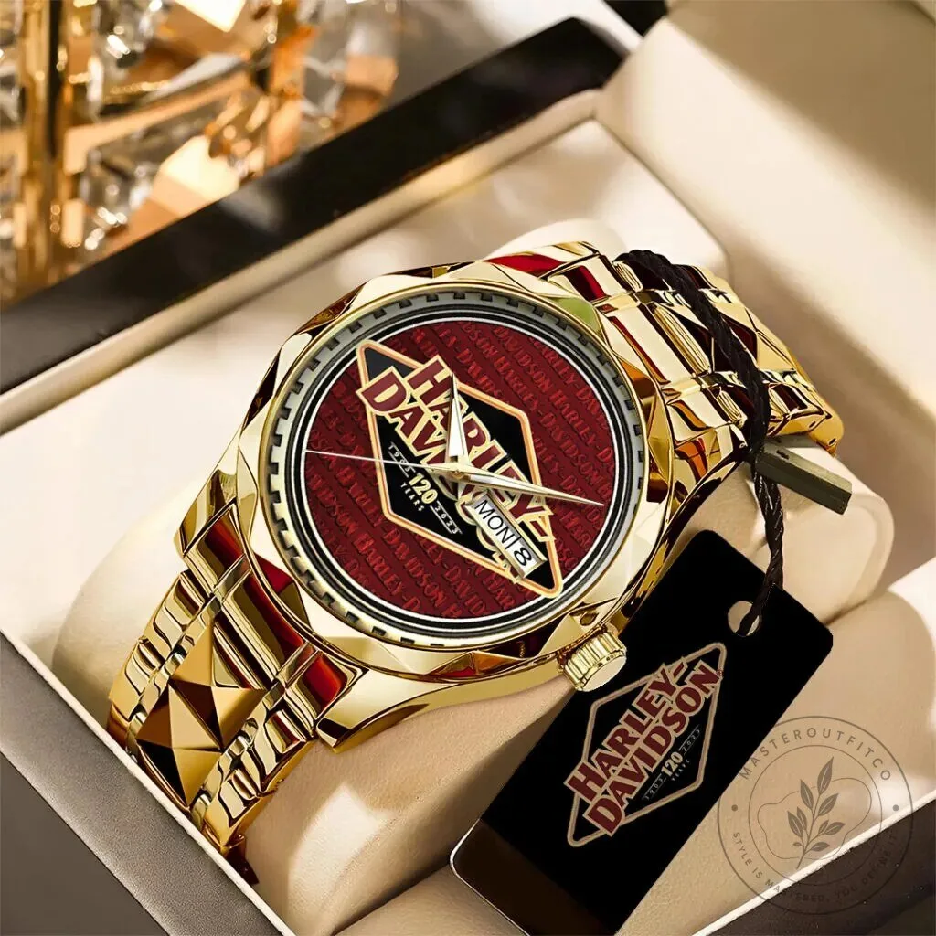 Harley Davidson 120th Anniversary Gold Stainless Steel Quartz Watch 2 Harley Davidson 120th Anniversary Gold Stainless Steel Quartz Watch