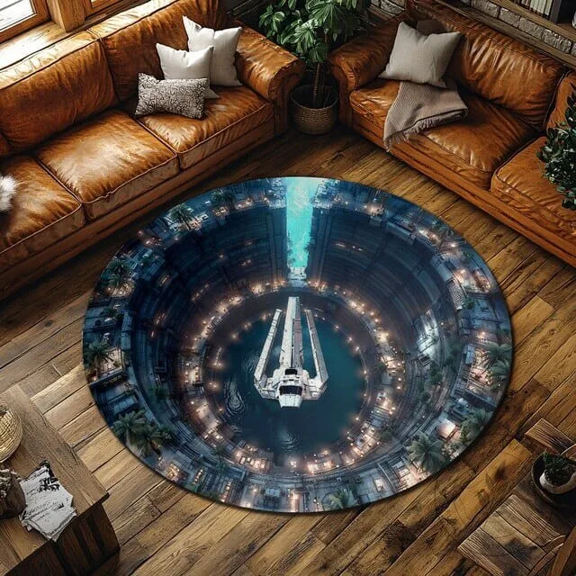 Star Wars Scarif Hangar Bay Imperial Shuttle Round Floor Rug