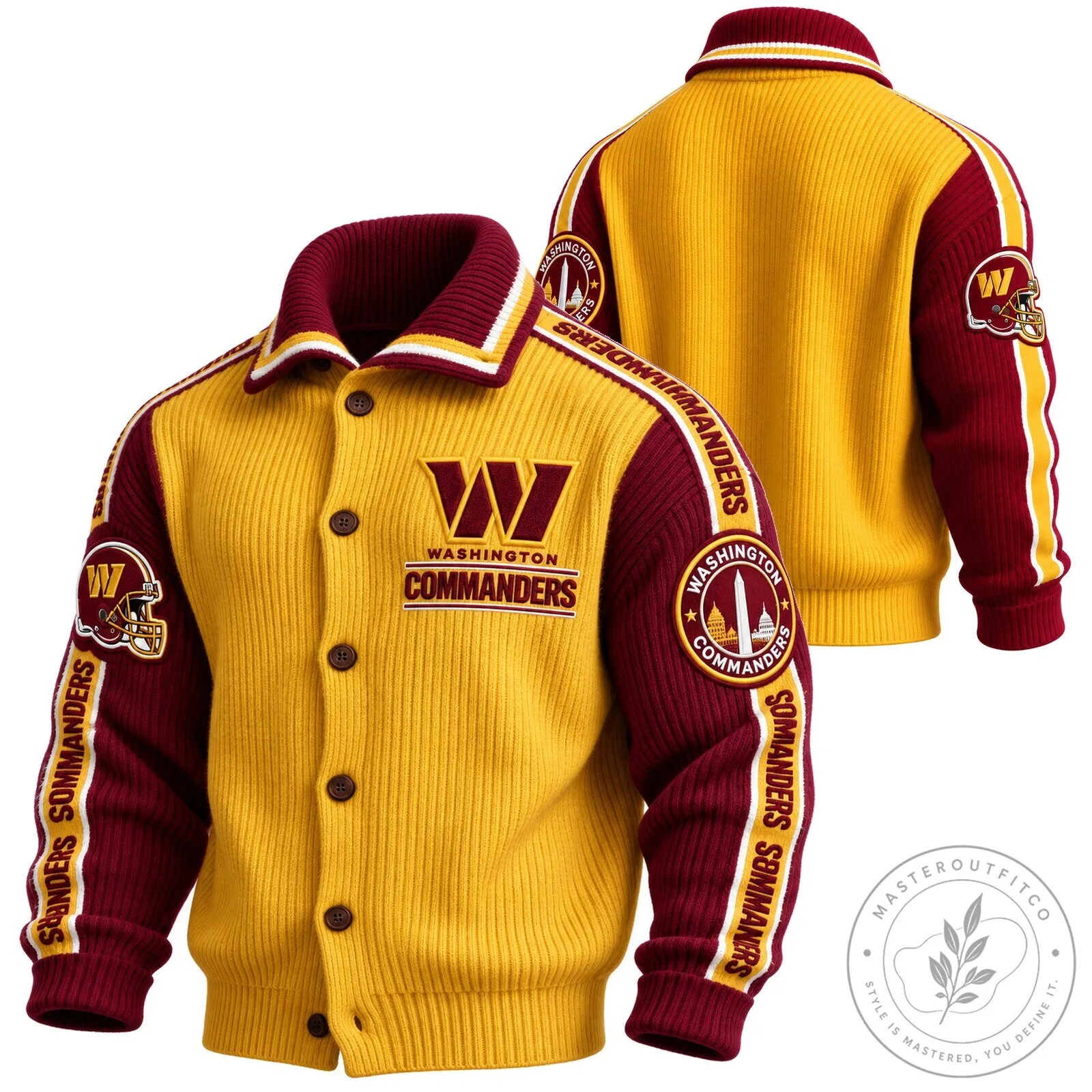 Washington Commanders Football Team Knit Cardigan Sweater Jacket 2 Washington Commanders Football Team Knit Cardigan Sweater Jacket