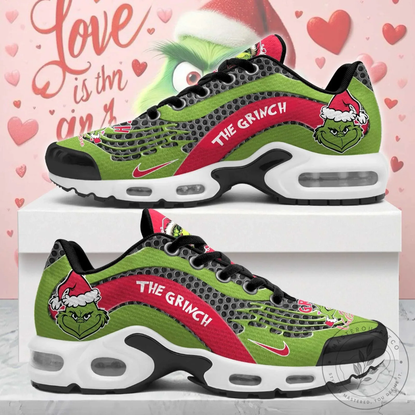 The Grinch Christmas Holiday Green and Red Custom Print Running Shoes