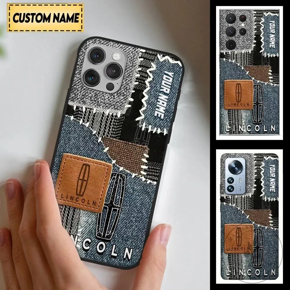 Lincoln Denim Patchwork Style Custom Name Personalized Phone Case 1 Lincoln Denim Patchwork Style Custom Name Personalized Phone Case