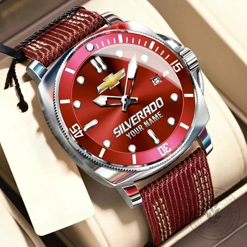 Chevrolet Silverado Personalized Red Dial Men's Sport Watch