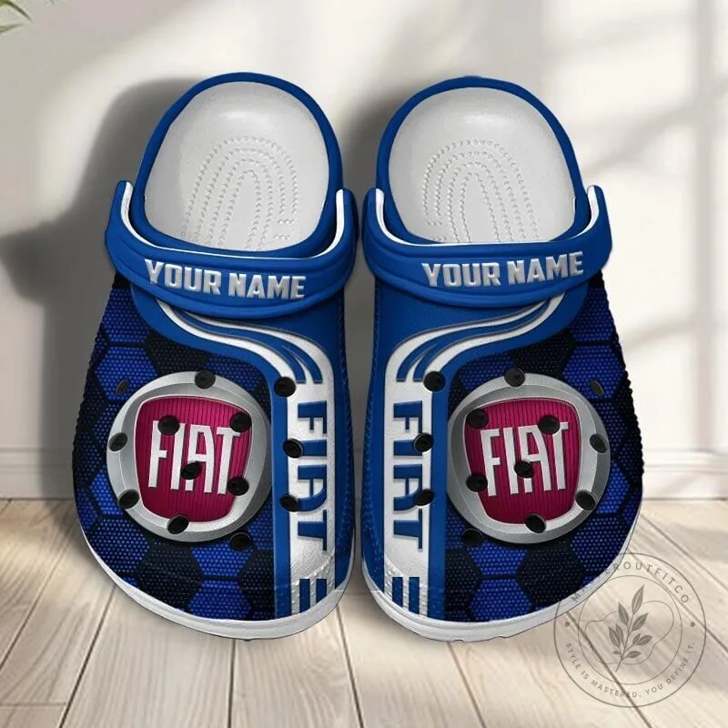 Fiat Logo Custom Name Blue Classic Clogs Shoes