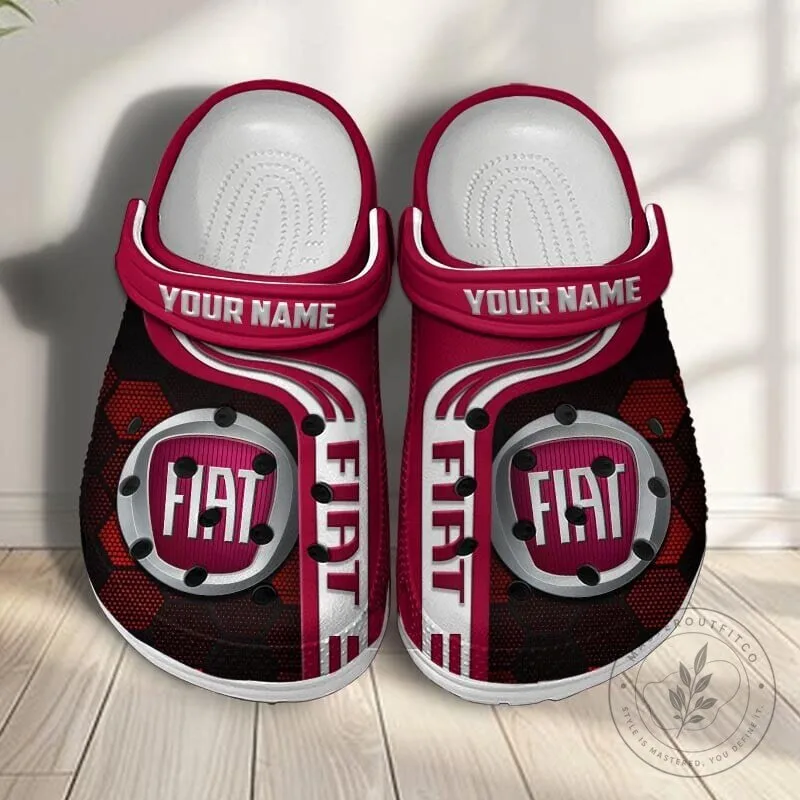 Fiat Logo Custom Name Blue Classic Clogs Shoes 23 Fiat Logo Custom Name Blue Classic Clogs Shoes